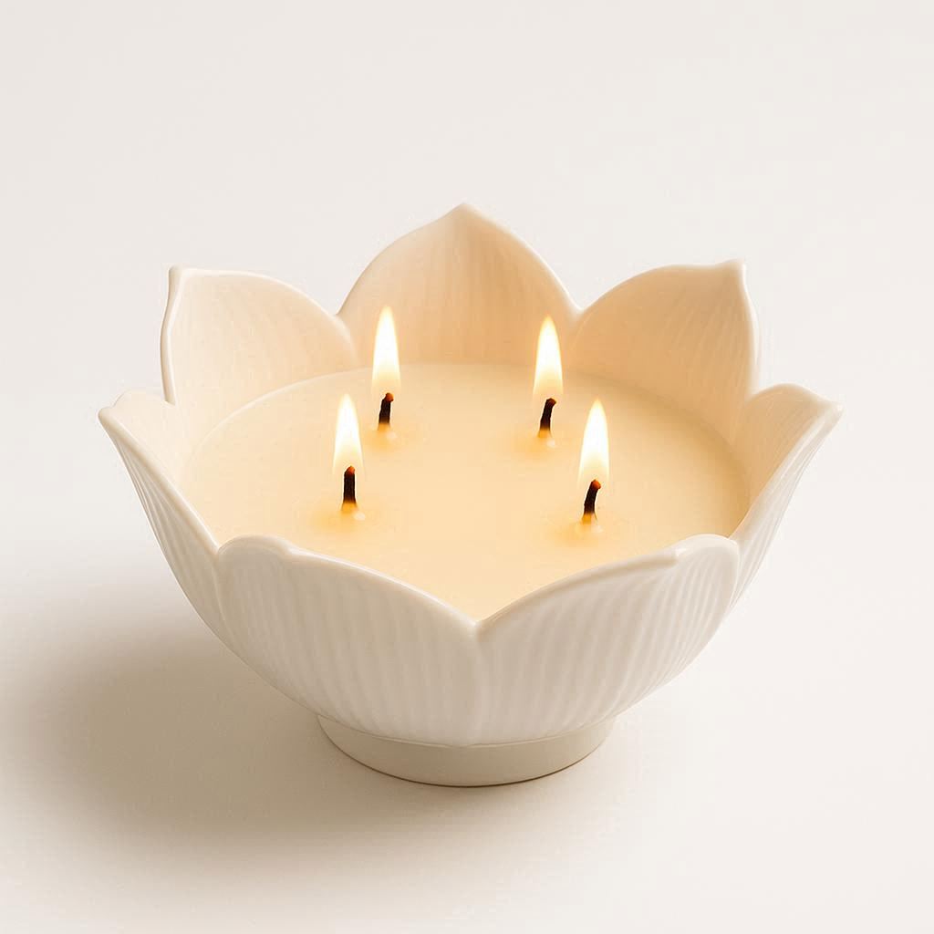 White Lotus Flower Candle